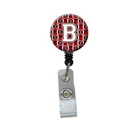 Carolines Treasures Letter B Football Cardinal and White Retractable Badge Reel CJ1082-BBR